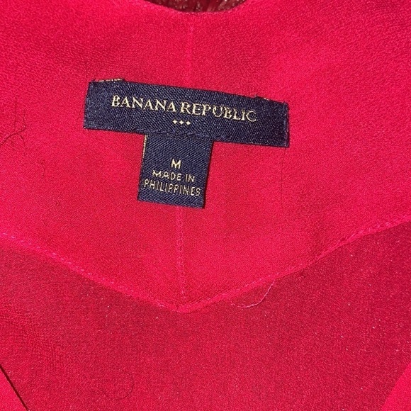 Banana Republic fushia double  layered ruffle trim blouse Sz M - Picture 6 of 16